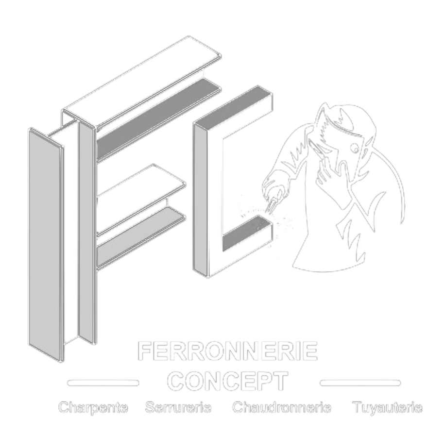 Logo blanc fond transparent Ferronnerie Concept à Port-de-Bouc